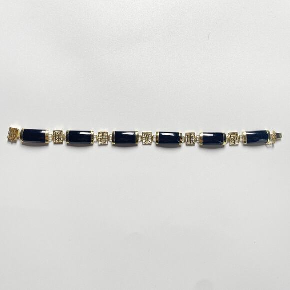 14K Gold Black Onyx Bracelet – Love & Country Symbols - Picture 10 of 16